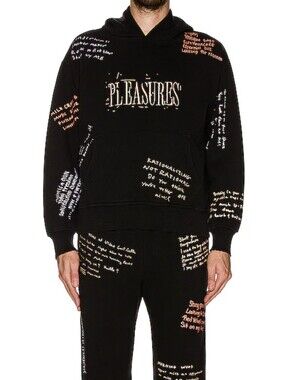 Black Text Pleasures Sweatshirt Sz L Designer Nordstrom Streetwear